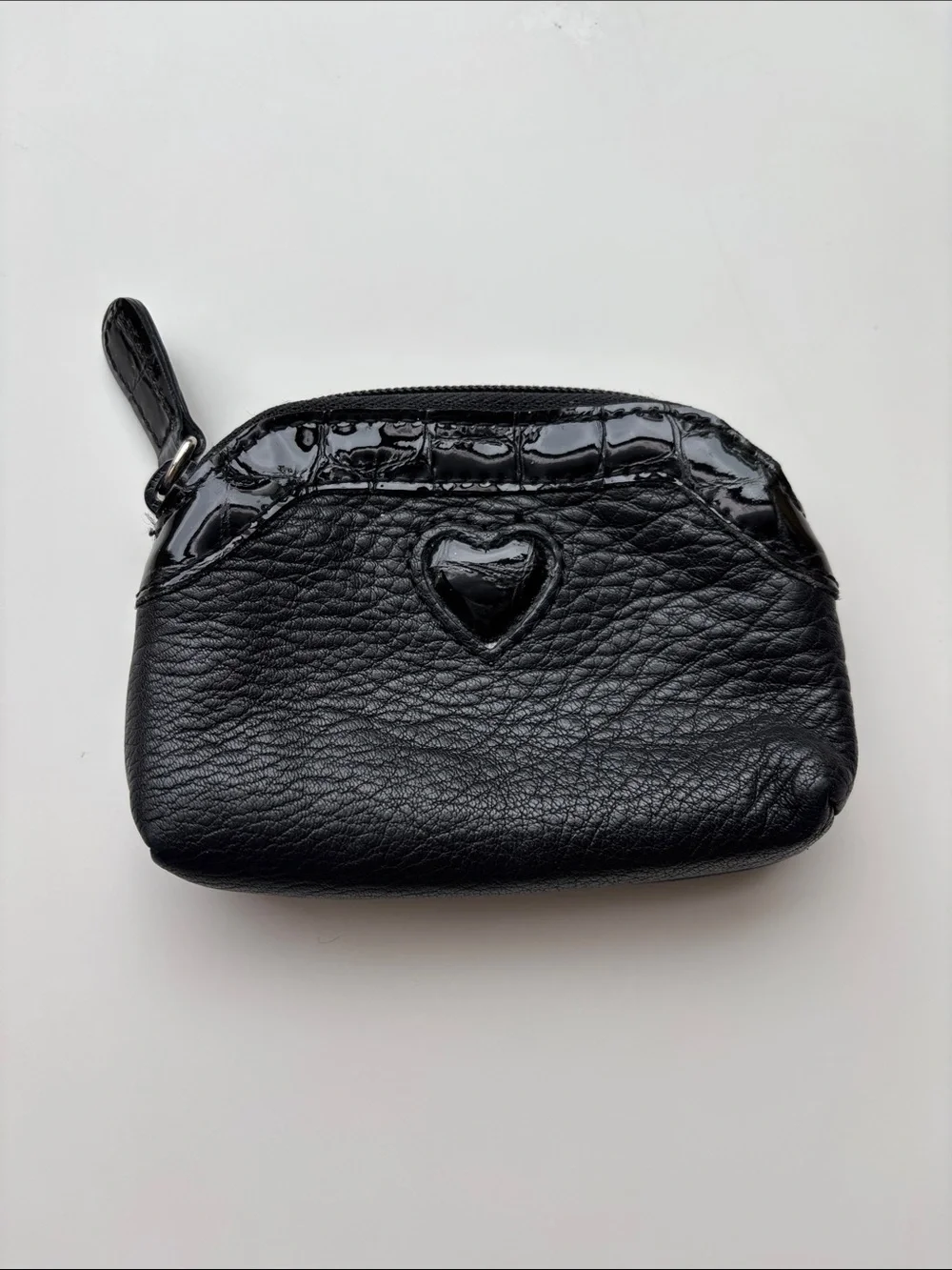 Brighton Black Pebbled Leather Heart Coin Pouch and Jewelry Travel Bag